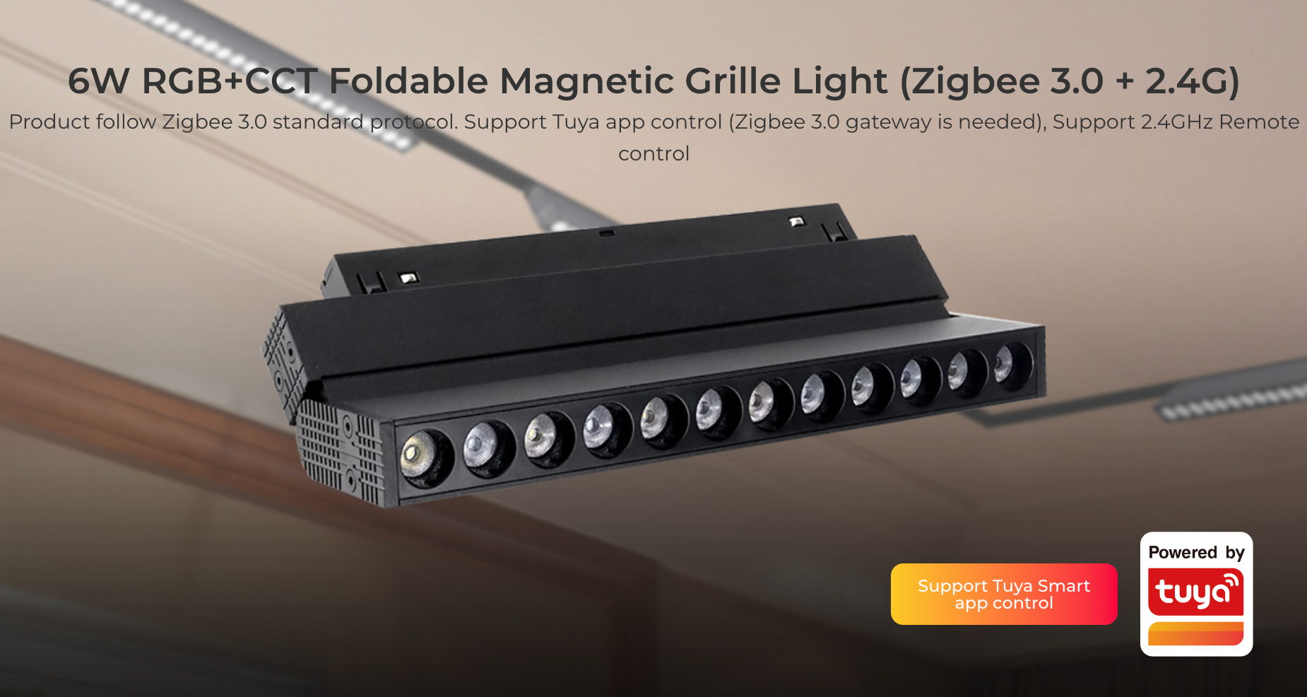 MG5-06F-ZL (Upgraded) - 6W RGB+CCT Foldable Magnetic Grille Light (Zigbee 3.0 + 2.4G)