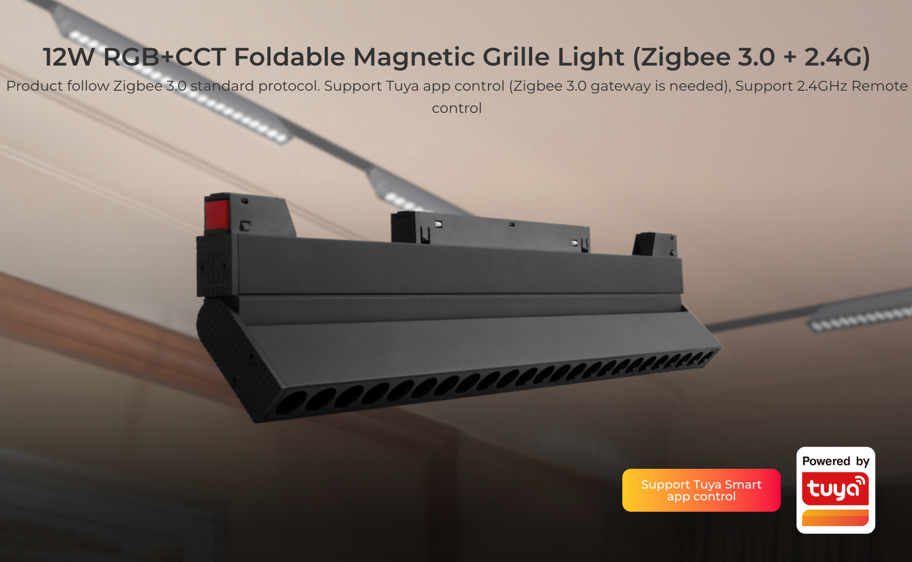 MG5-12F-ZL (Upgraded) - 12W RGB+CCT Foldable Magnetic Grille Light (Zigbee 3.0 + 2.4G)