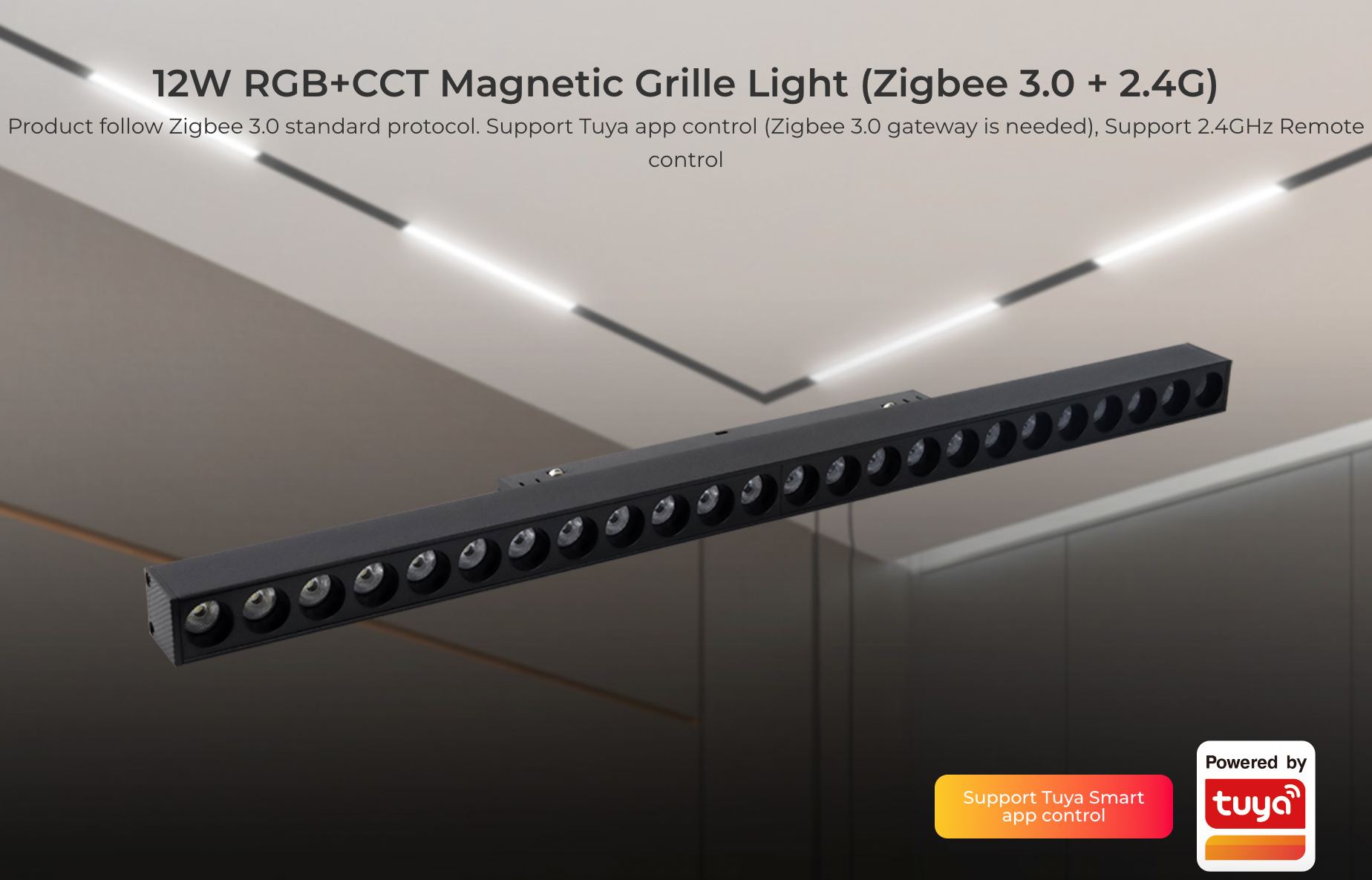MG5-12N-ZL (Upgraded) - 12W RGB+CCT Magnetic Grille Light (Zigbee 3.0 + 2.4G)