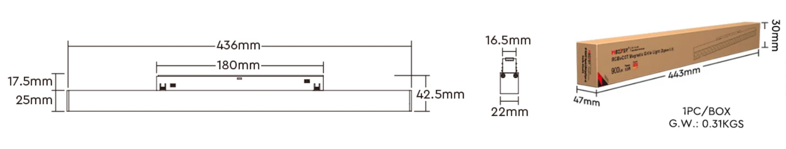 MG5-12N-ZL (Upgraded) - 12W RGB+CCT Magnetic Grille Light (Zigbee 3.0 + 2.4G)
