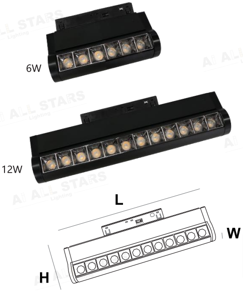 AS-Z20-232-12AX - 12W Black Magnetic Adjustable Grille Light (Zigbee + 3CCT)