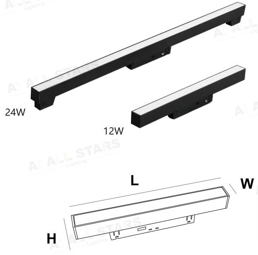 AS-F20-090-36G - 36W 4000K Black Magnetic Flood Light (Linear)