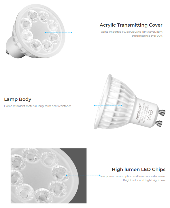 FUT103Z - 4W GU10 RGB+CCT LED Spotlight (Zigbee 3.0)
