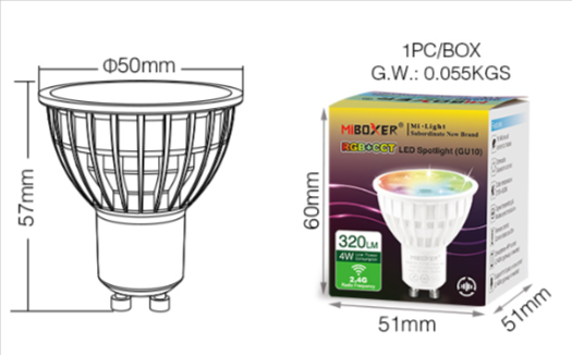 FUT103Z - 4W GU10 RGB+CCT LED Spotlight (Zigbee 3.0)