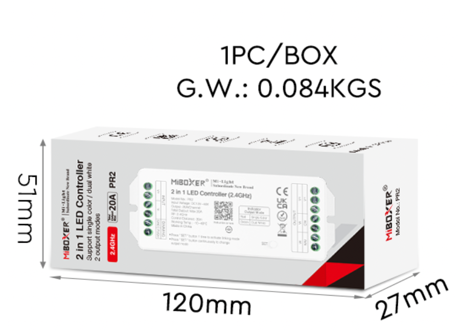 PR2 - 2 in 1 LED Controller (2.4GHz) Output Max 20A