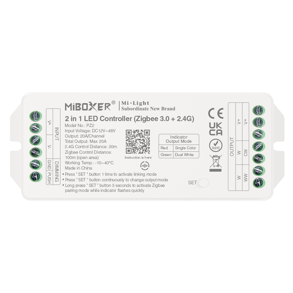 PZ2 - 2 in 1 LED Controller (Zigbee 3.0 + 2.4G) Output Max 20A