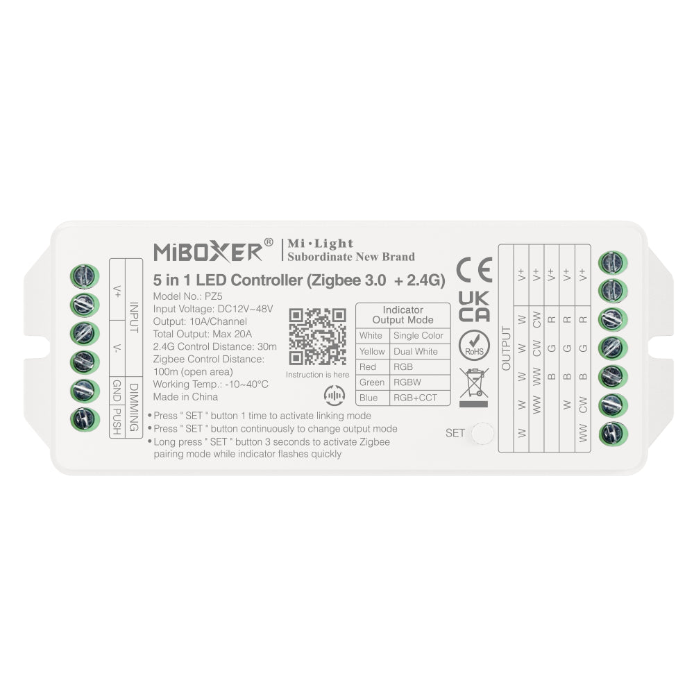 PZ5 - 5 in 1 LED Controller (Zigbee 3.0 + 2.4G) Output Max 20A