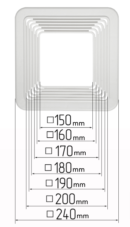 D150-200 mm Stretch Ceilings Universal Square Platforms for Spotlights Installation, Adjustable Holder Supporting Base