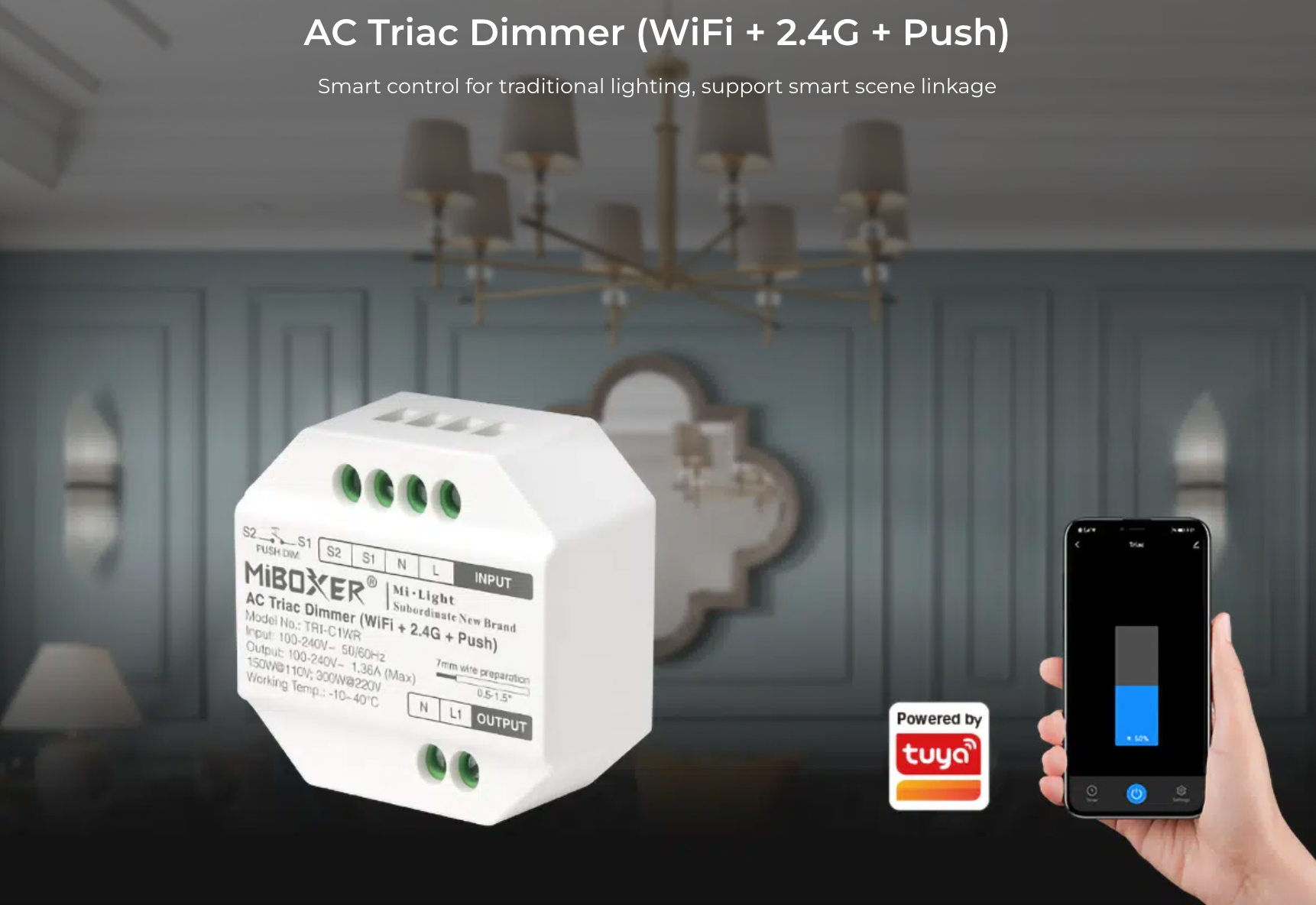 TRI-C1WR - AC Triac Dimmer (WiFi+2.4G+Push)