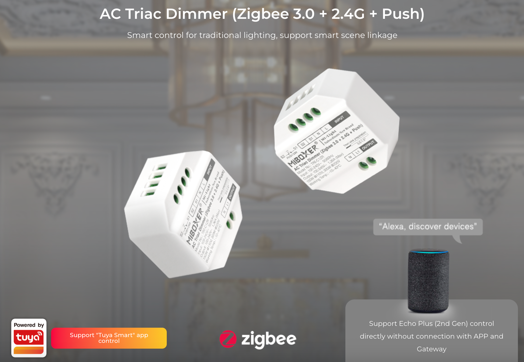 TRI-C1ZR - AC Triac Dimmer (Zigbee 3.0 + 2.4G + Push)