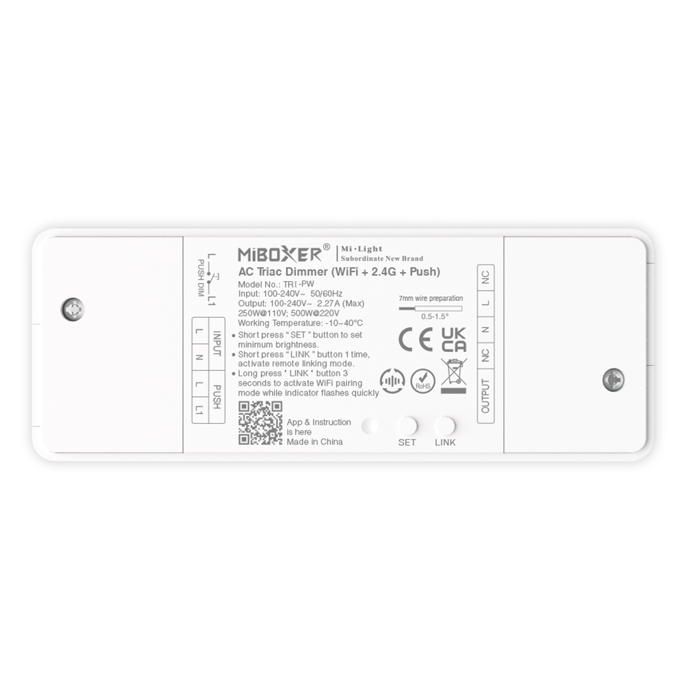 TRI-PW - 500W AC Triac Dimmer (WiFi+2.4GHz + Push)