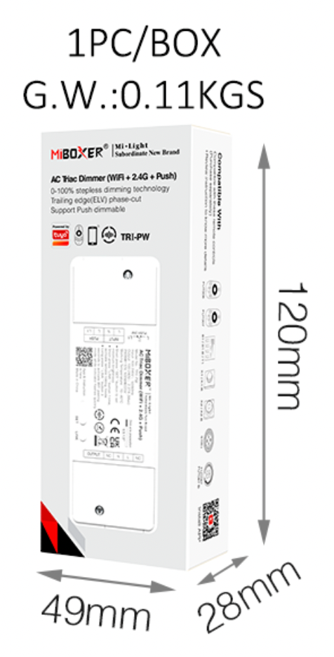 TRI-PW - 500W AC Triac Dimmer (WiFi+2.4GHz + Push)