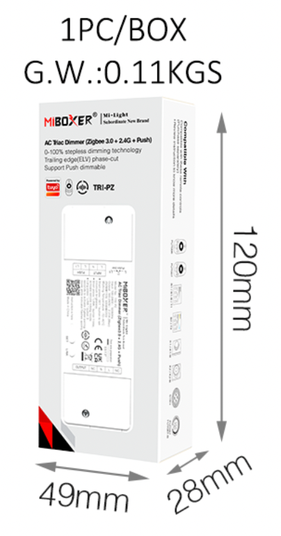 TRI-PZ - 500W AC Triac Dimmer (Zigbee 3.0 +2.4GHz + Push)