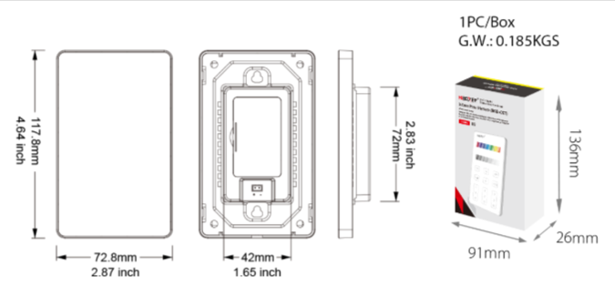 U3 - 3-Zone Panel Remote (RGB+CCT)