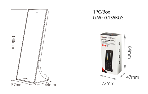 Y2-W - 3-Zone Standing CCT Remote White