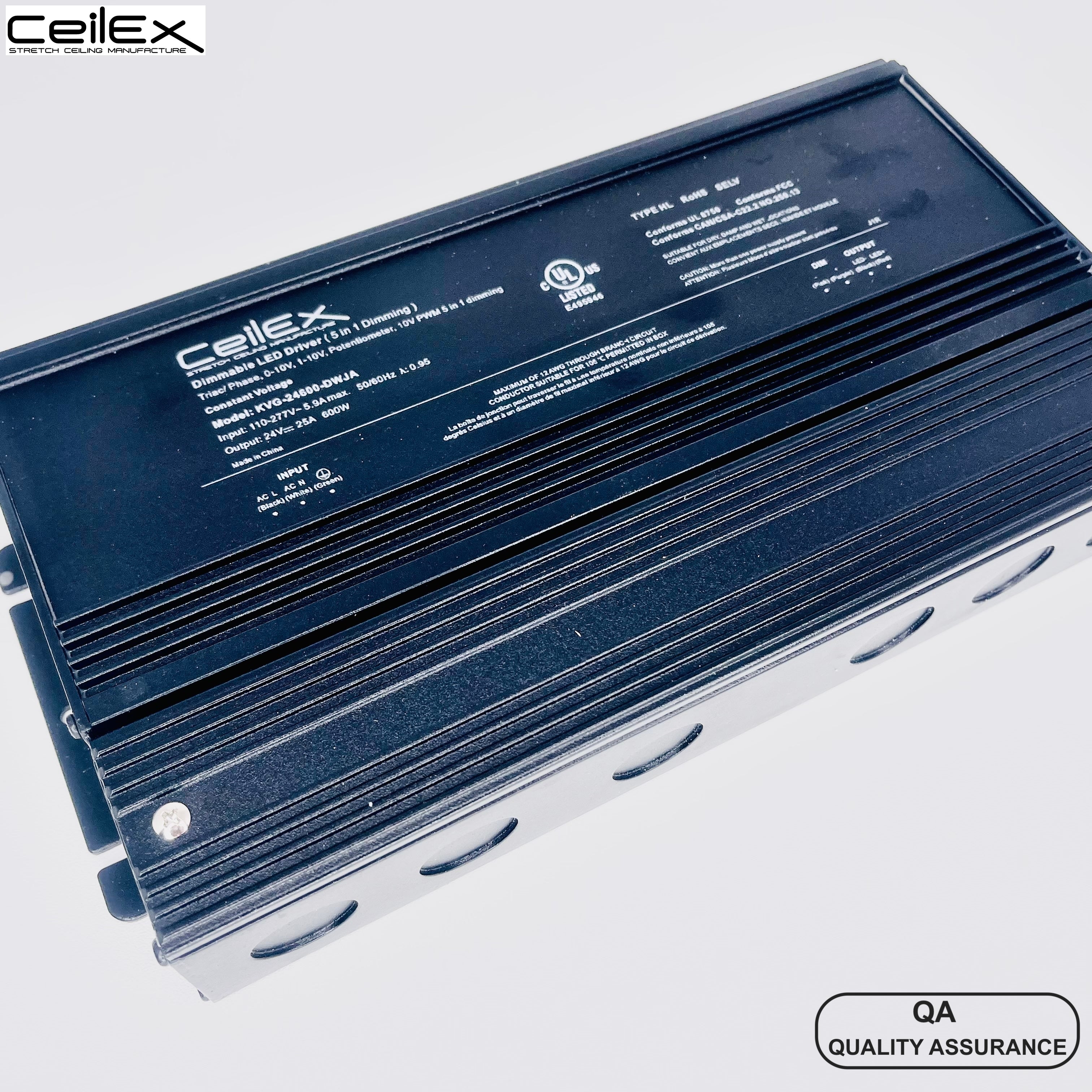 Triac Dimmable LED Driver 24V 600W IP67 UL Listed Compatible with Lutron Dimmer, Transformer for LED Lights, Dimmable Power Supply 5 in 1 Triac/0-10V/1-10V/Potentiometer/10V PWM