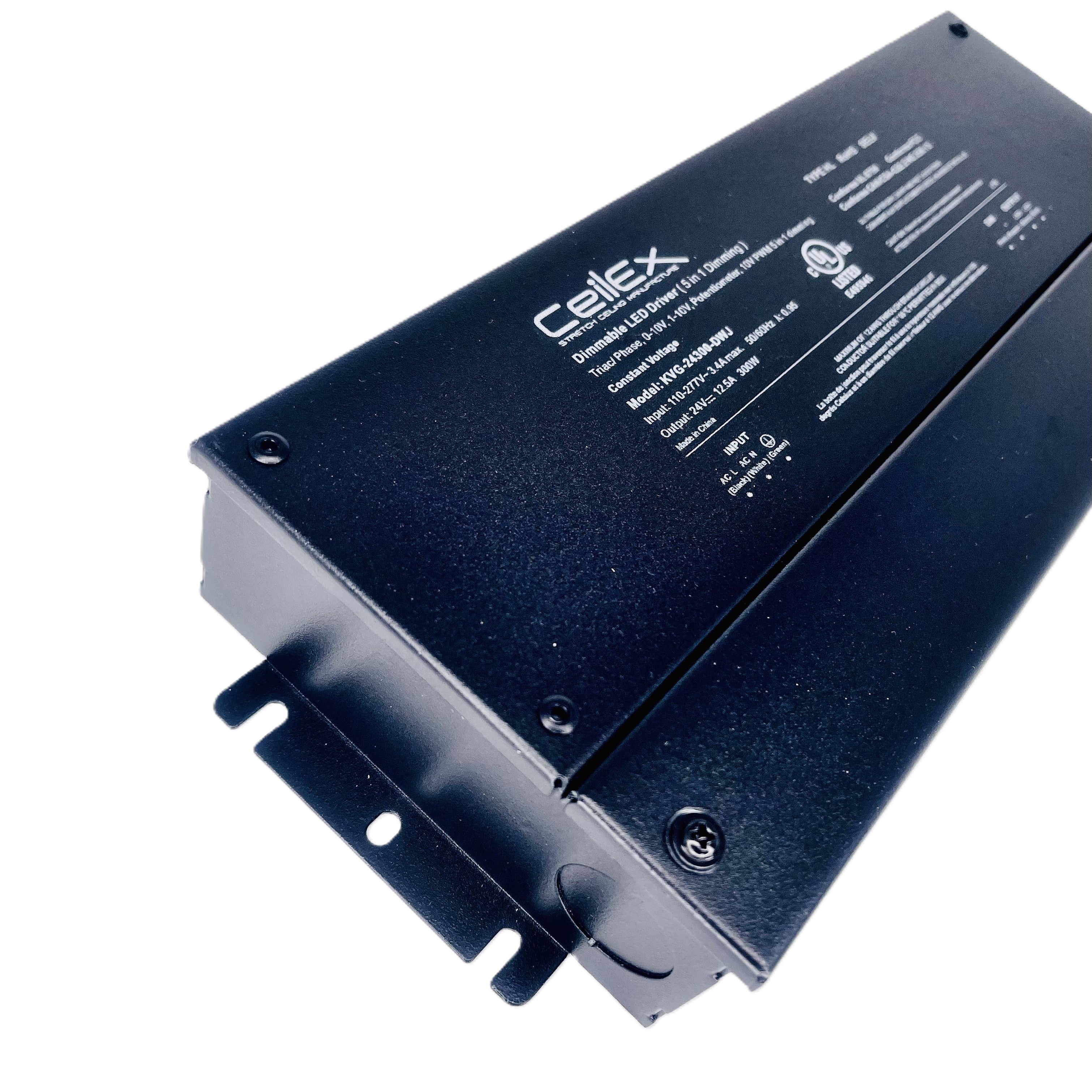 Triac Dimmable LED Driver 24V 300W IP67 UL Listed Compatible with Lutron Dimmer, Transformer for LED Lights, Dimmable Power Supply 5 in 1 Triac/0-10V/1-10V/Potentiometer/10V PWM