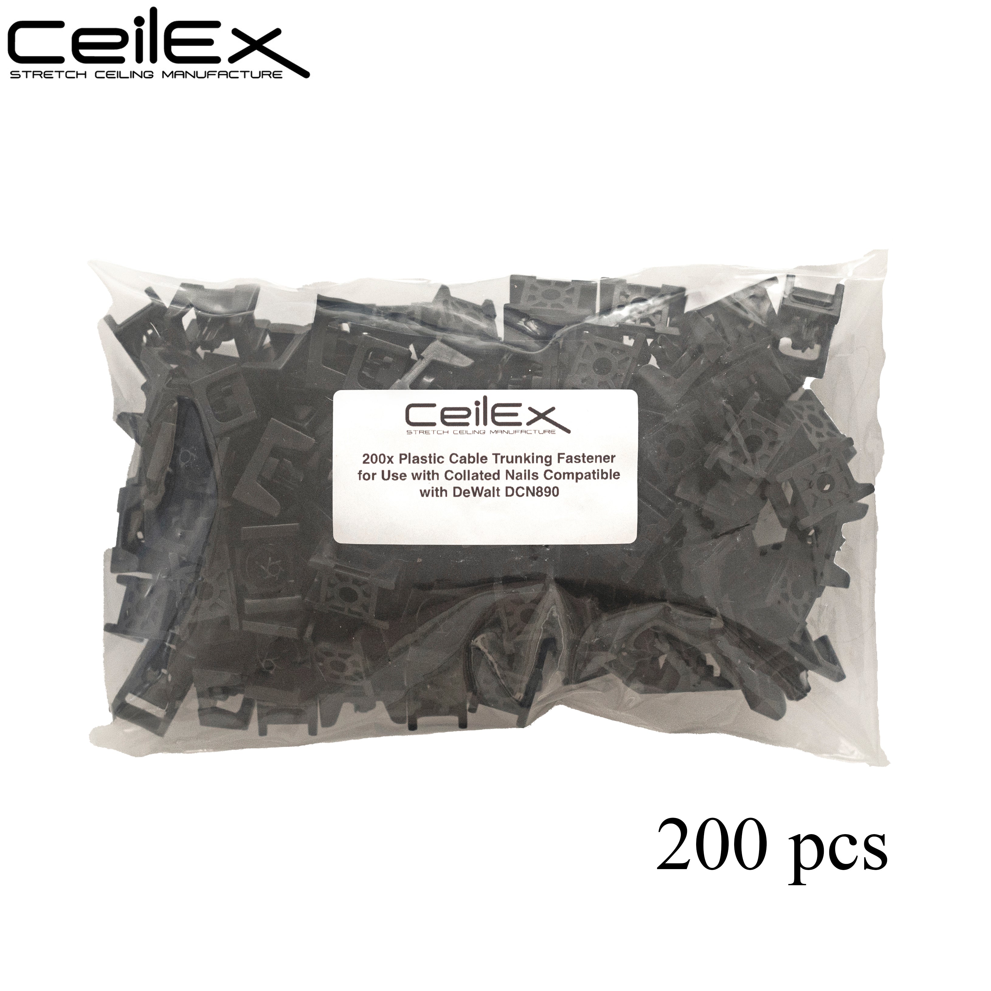200x Plastic Cable Trunking Fastener for Use with Collated Nails for Hilti BX3, DX351, DX460, DX5, DX6, GX120, GX3 & for DeWalt DCN890