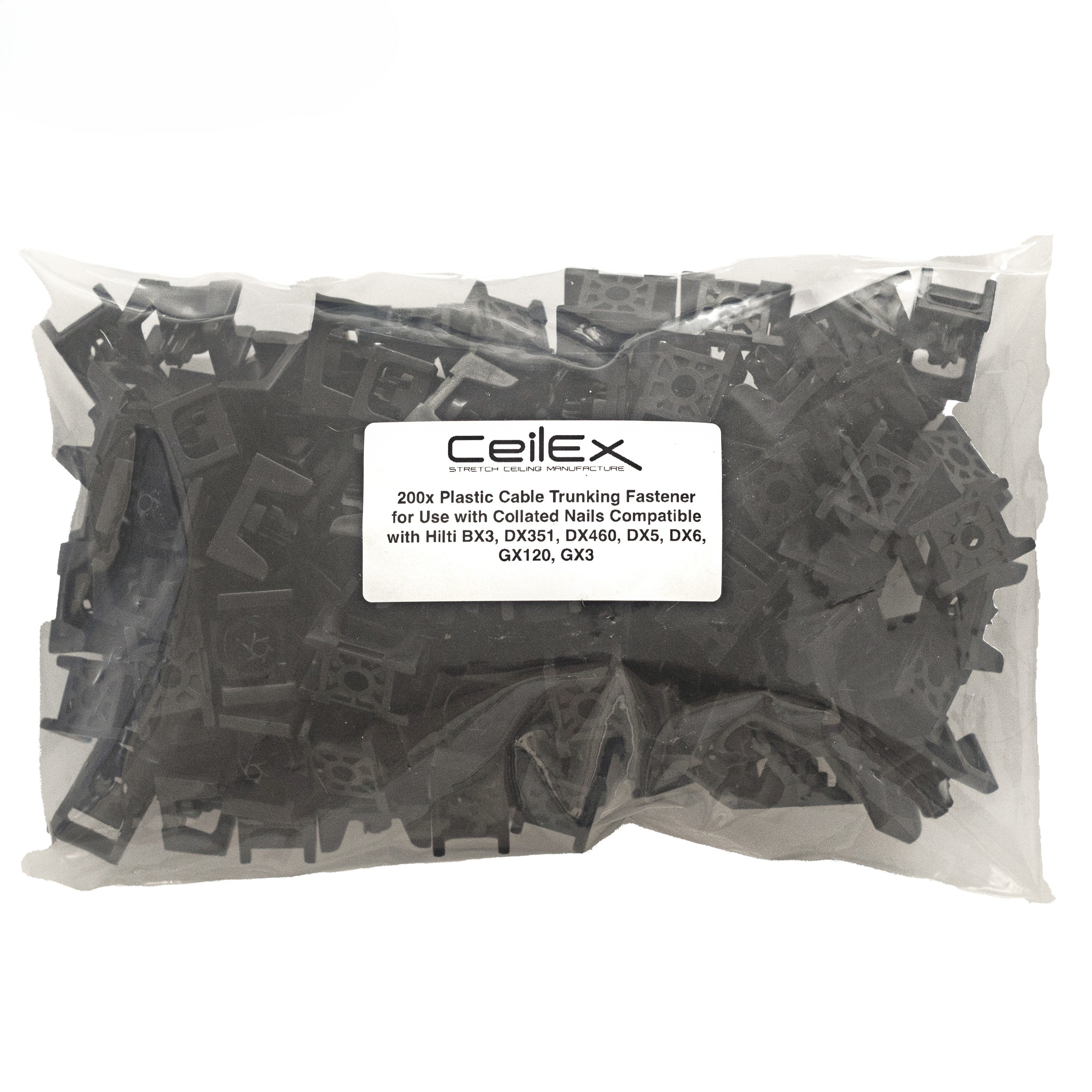 200x Plastic Cable Trunking Fastener for Use with Collated Nails for Hilti BX3, DX351, DX460, DX5, DX6, GX120, GX3 & for DeWalt DCN890
