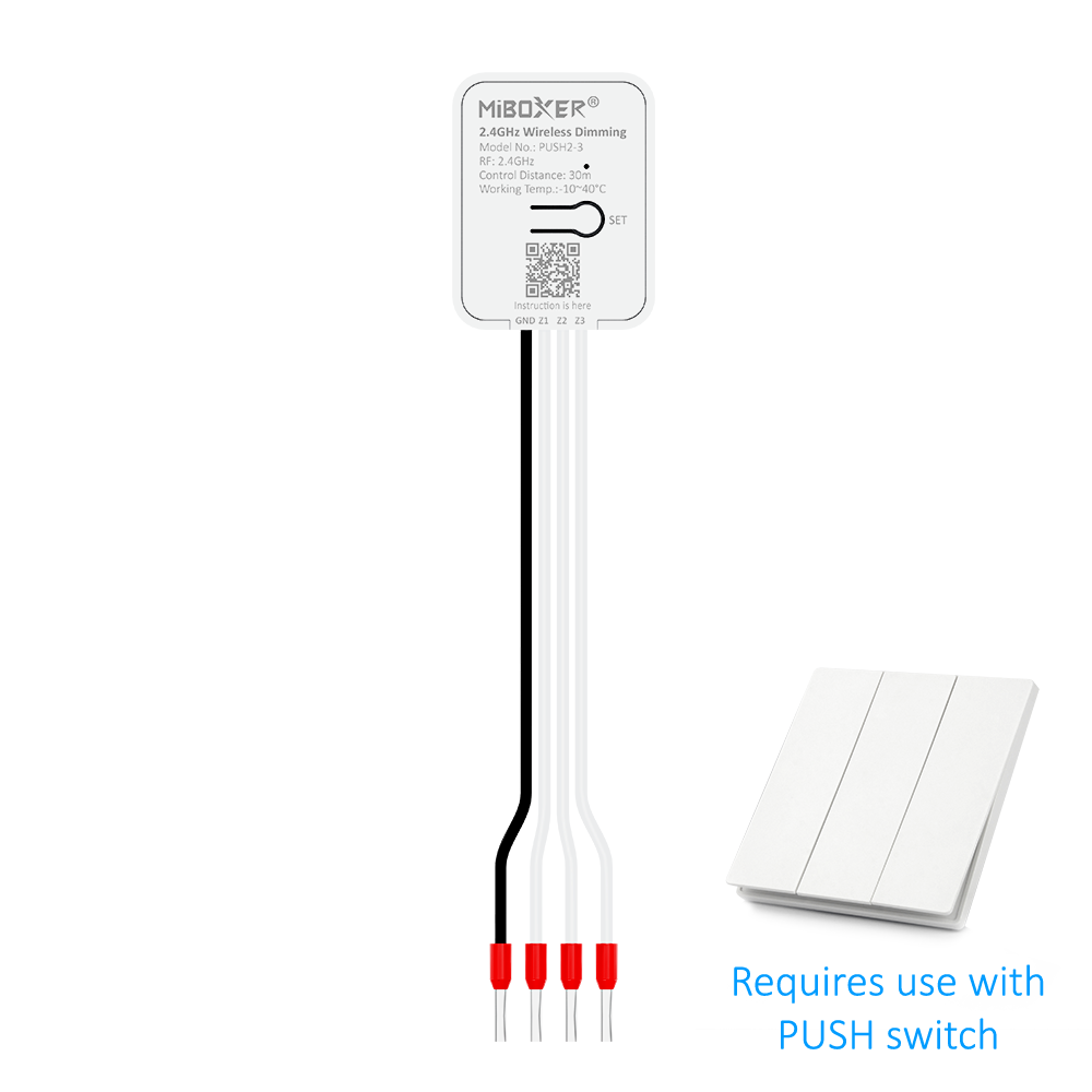 PUSH2-3 - 2.4GHz Wireless Dimming (3-Zone)